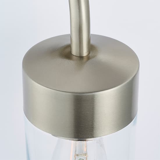 North Clear Glass Wall Light In Brushed Stainless Steel_4