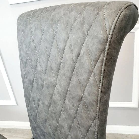 North Line Stitch Dark Grey Faux Leather Dining Chairs In Pair_2
