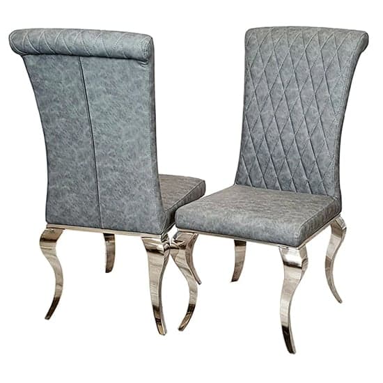 North Line Stitch Dark Grey Faux Leather Dining Chairs In Pair_1