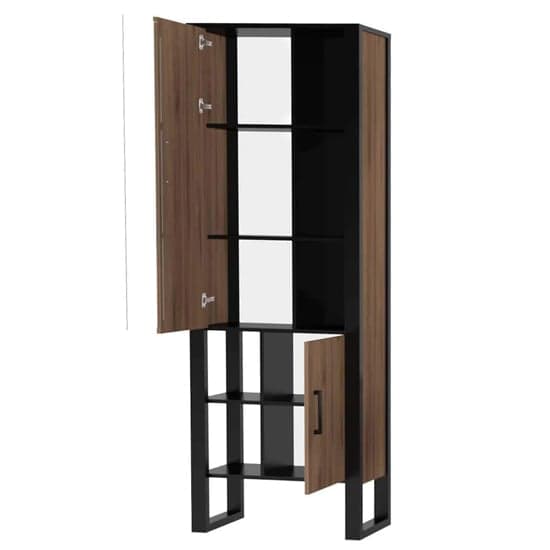 North Wooden Display Cabinet Tall In Okapi Walnut With LED_2