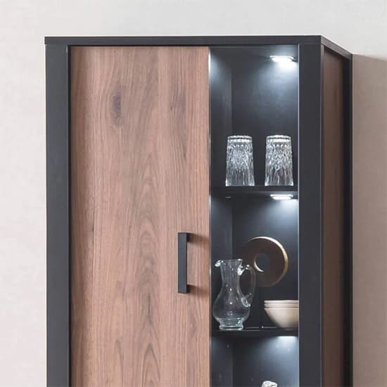 North Wooden Display Cabinet Tall In Okapi Walnut With LED_3
