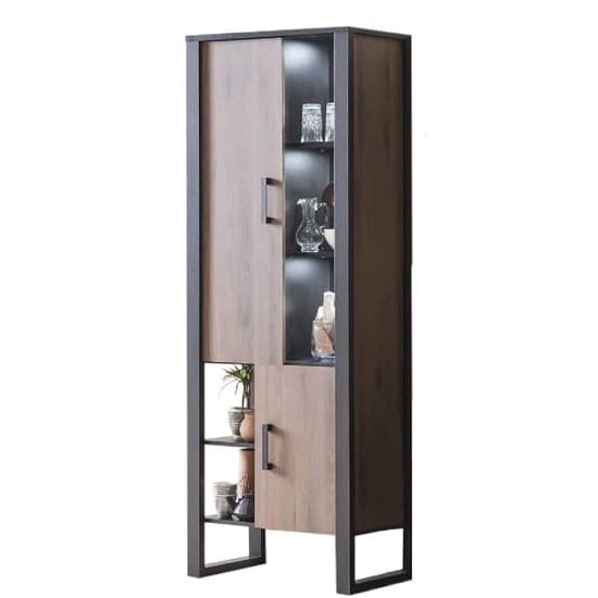North Wooden Display Cabinet Tall In Okapi Walnut With LED_1