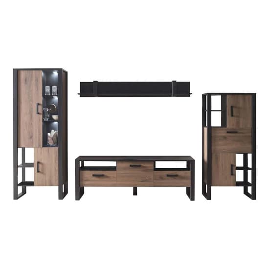 North Wooden Living Room Furniture Set 3 In Okapi Walnut With LED_3