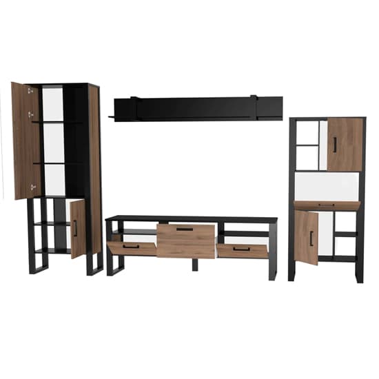 North Wooden Living Room Furniture Set 3 In Okapi Walnut With LED_4