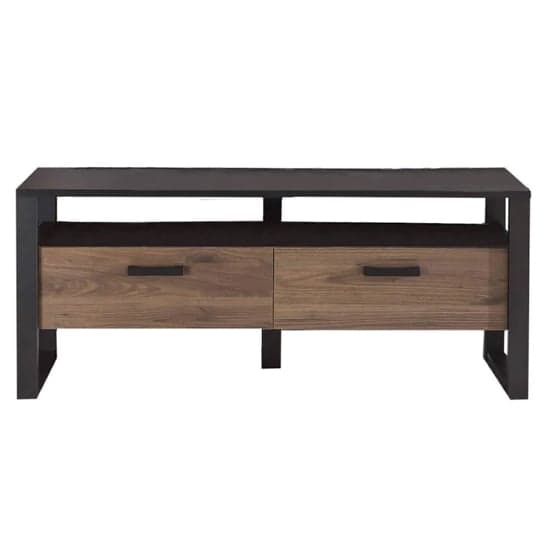 North Wooden TV Stand With 2 Drawers In Okapi Walnut_2
