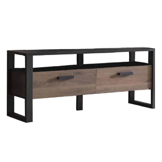 North Wooden TV Stand With 2 Drawers In Okapi Walnut_3