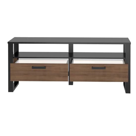 North Wooden TV Stand With 2 Drawers In Okapi Walnut_4