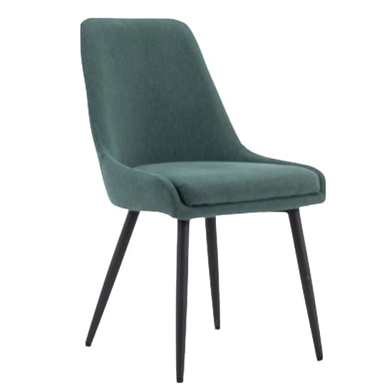 Norton Dark Green Fabric Dining Chairs With Metal Frame In Pair_2