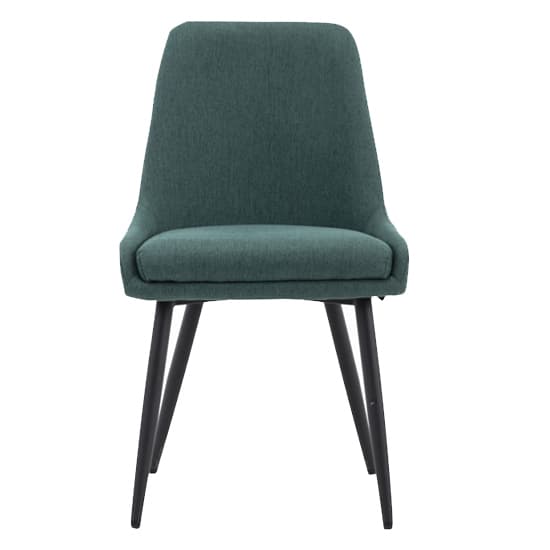 Norton Dark Green Fabric Dining Chairs With Metal Frame In Pair_3
