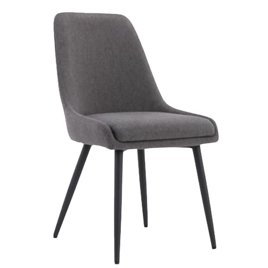 Norton Dark Grey Fabric Dining Chairs With Metal Frame In Pair_2