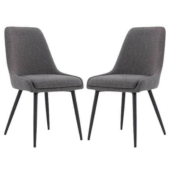 Norton Dark Grey Fabric Dining Chairs With Metal Frame In Pair_1