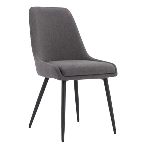 Norton Fabric Dining Chair In Dark Grey With Metal Frame_2