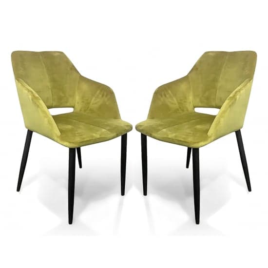 Nossa Lime Gold Brushed Velvet Dining Chairs In Pair_1