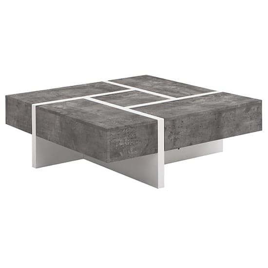 Nova Square Storage Coffee Table In Concrete Effect And White_4