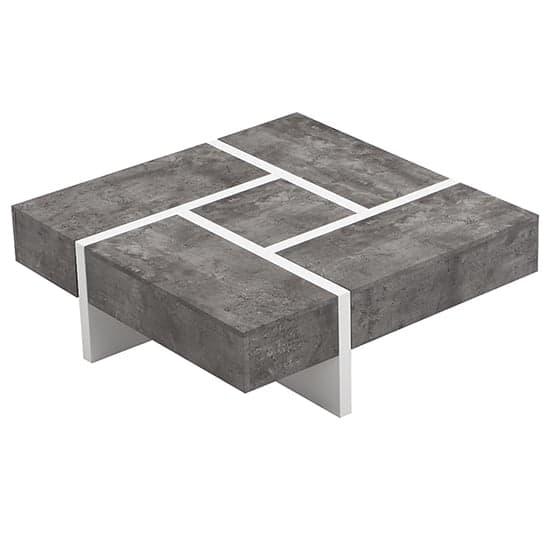 Nova Square Storage Coffee Table In Concrete Effect And White_5