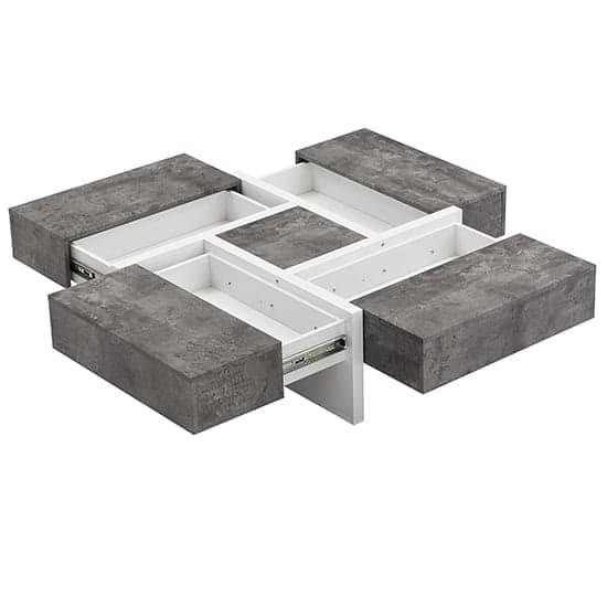 Nova Square Storage Coffee Table In Concrete Effect And White_6