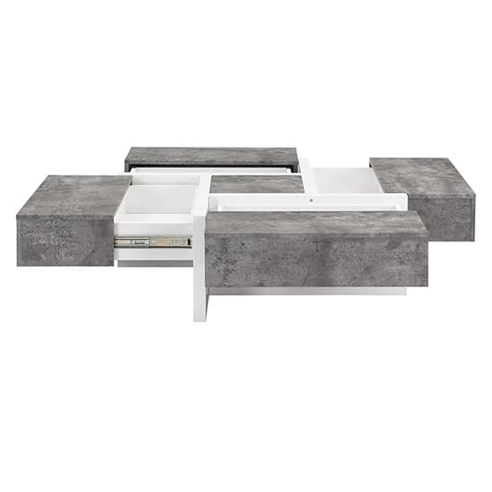 Nova Square Storage Coffee Table In Concrete Effect And White_7