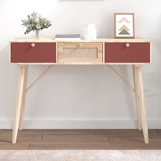Nova Wooden Console Table With 3 Drawers In Brown_1
