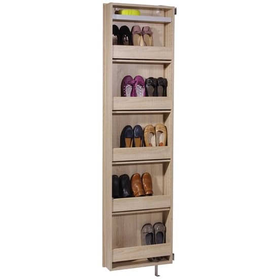 Novato Mirrored Rotating Shoe Storage Cabinet In Sonoma Oak_4