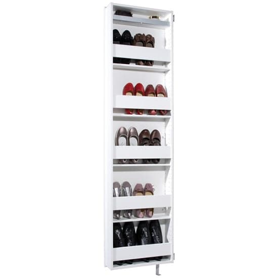 Novato Mirrored Rotating Shoe Storage In White Furniture in