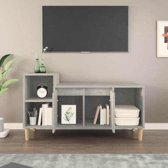 Novato Wooden TV Stand With 2 Doors In Concrete Effect_2