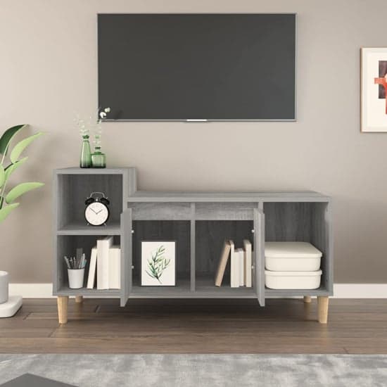Novato Wooden TV Stand With 2 Doors In Grey Sonoma Oak_2
