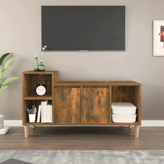 Novato Wooden TV Stand With 2 Doors In Smoked Oak_1