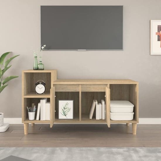 Novato Wooden TV Stand With 2 Doors In Sonoma Oak_2