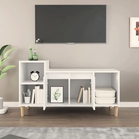 Novato Wooden TV Stand With 2 Doors In White_2