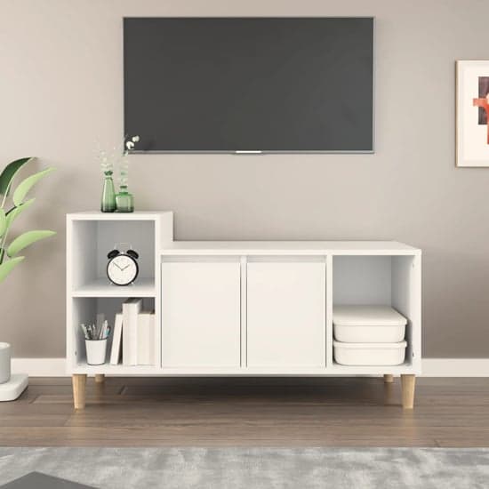 Novato Wooden TV Stand With 2 Doors In White_1