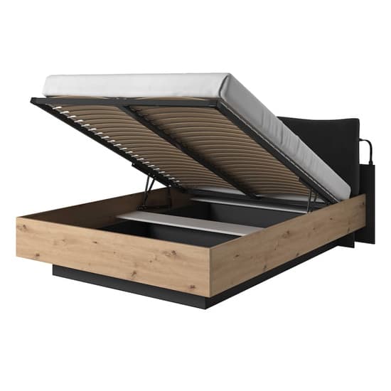 Novi Wooden Ottoman King Size Bed In Artisan Oak With LED Furniture