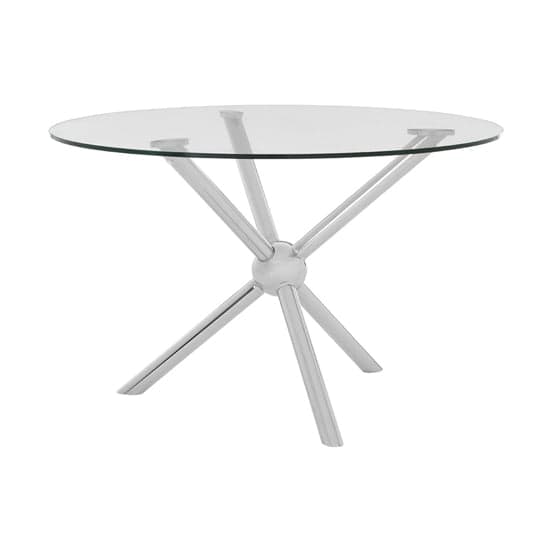 Kurhah Round Clear Glass Dining Table With Silver Frame_1
