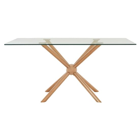 Kurhah Rectangular Clear Glass Dining Table With Rose Gold Frame_2
