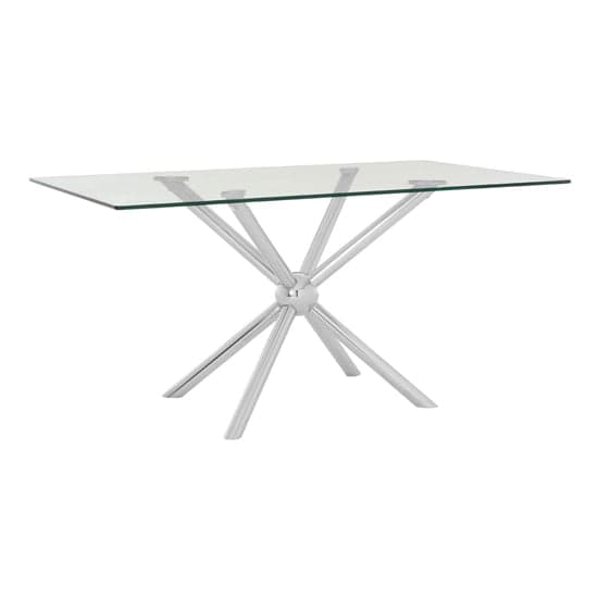 Kurhah Rectangular Clear Glass Dining Table With Silver Frame_1