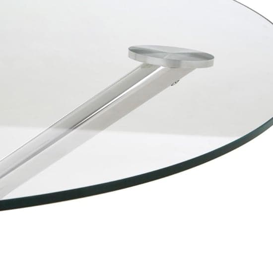 Kurhah Round Clear Glass Coffee Table With Silver Frame_2