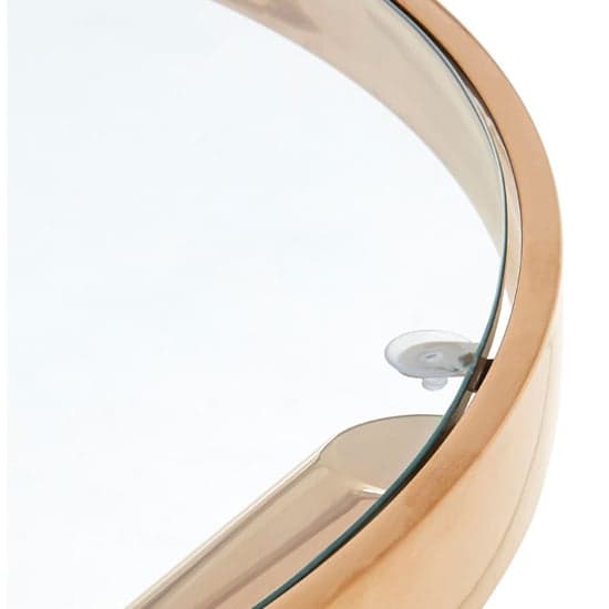 Kurhah Round Clear Glass Top Side Table With Rose Gold Frame_3