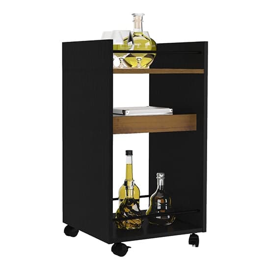 Nuneaton Wooden Drink Trolley In Black And Pine Effect_2