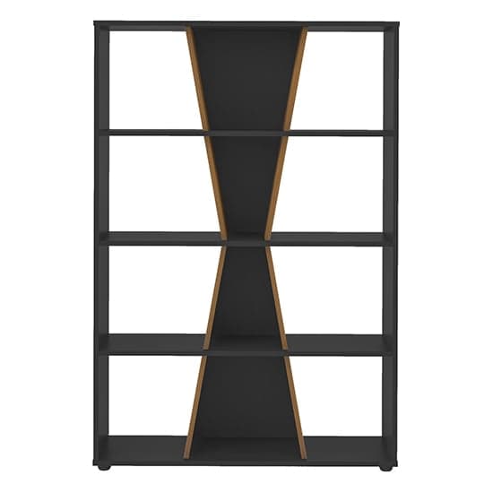 Nuneaton Medium Wooden Bookcase In Black And Pine Effect_5