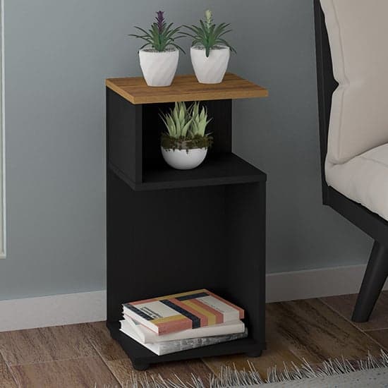 Nuneaton Wooden Plant Stand In Black And Pine Effect_1