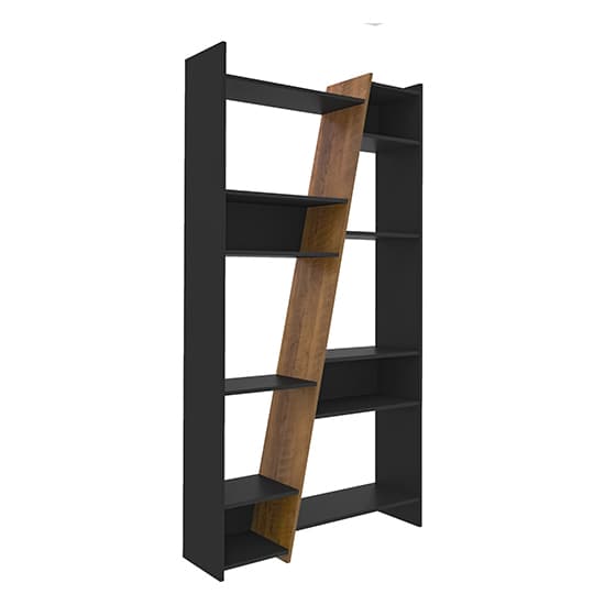 Nuneaton Tall Wooden Bookcase In Black And Pine Effect_3
