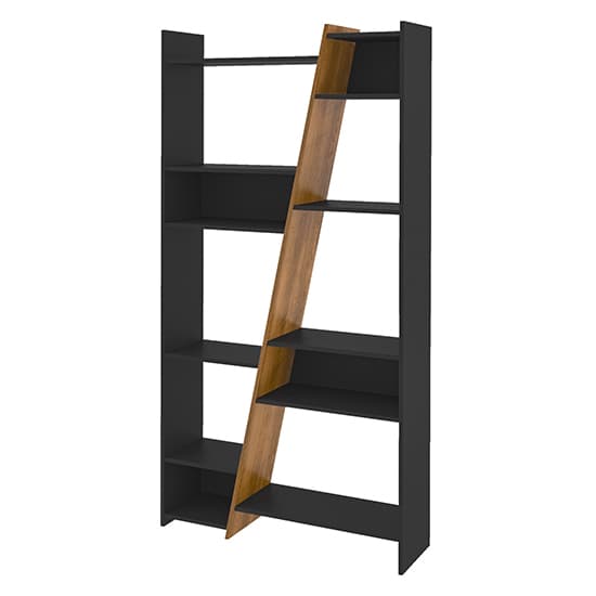 Nuneaton Tall Wooden Bookcase In Black And Pine Effect_4