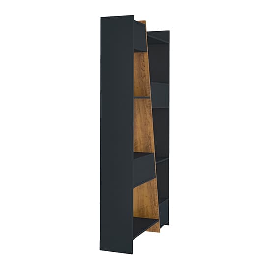 Nuneaton Tall Wooden Bookcase In Black And Pine Effect_5