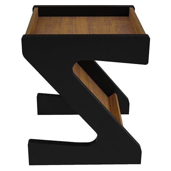 Nuneaton Wooden Z Shape Side Table In Black And Pine Effect_5