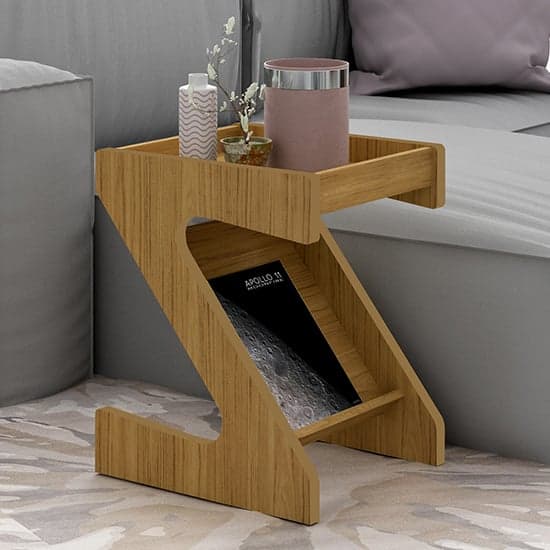 Nuneaton Wooden Z Shape Side Table In Oak Effect Furniture in Fashion
