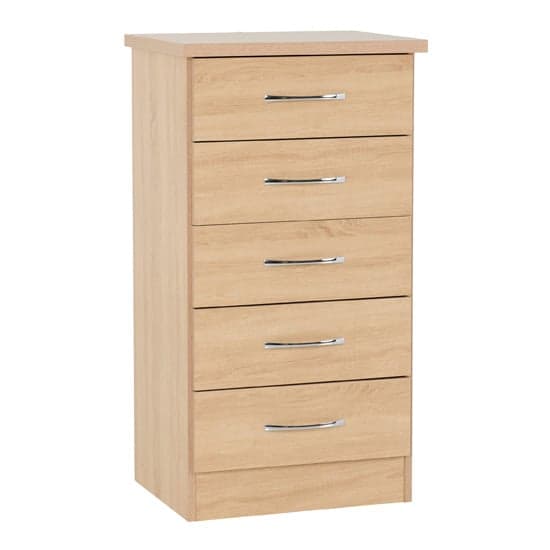Noir 5 Drawers Narrow Chest Of Drawers In Sonoma Oak_1