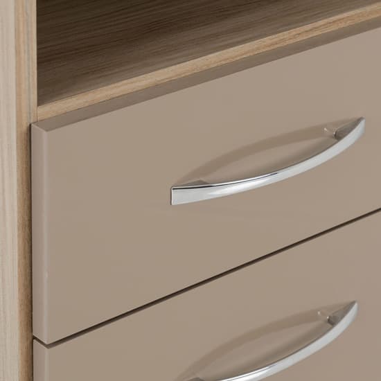 Noir 2 Drawers Bedside Cabinet In Oyster Gloss And Light Oak_3
