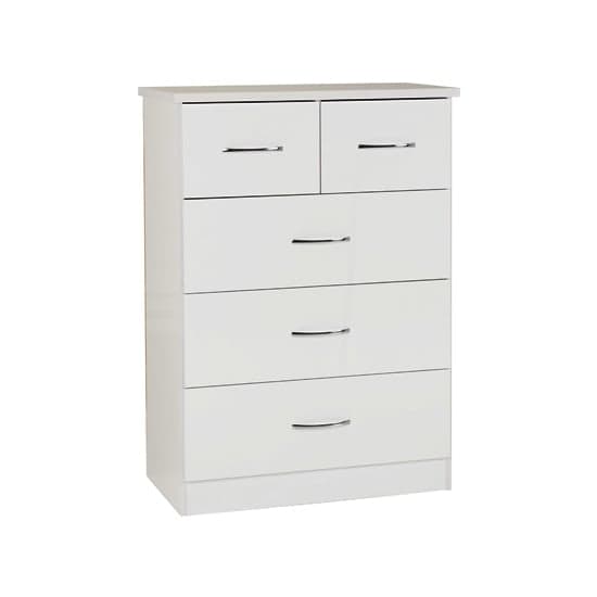 Noir Chest Of Drawers In White High Gloss With 5 Drawers_1