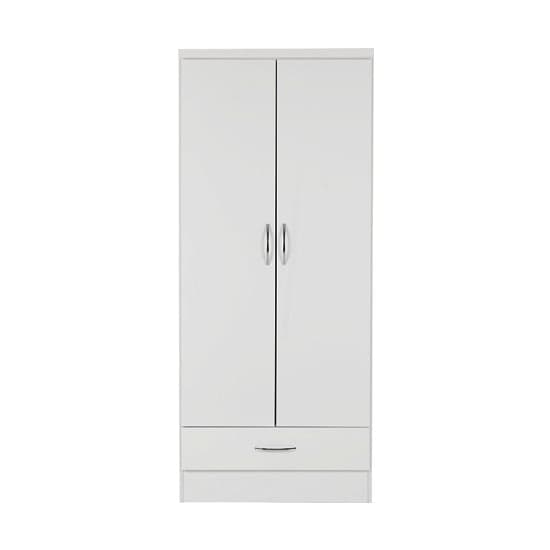 Noir Wardrobe In White High Gloss With 2 Doors And 1 Drawers_2