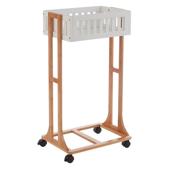 Nusakan Wooden 2 Tier Storage Trolley In White And Natural_3