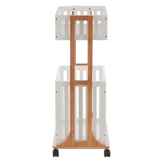 Nusakan Wooden 2 Tier Storage Trolley In White And Natural_5